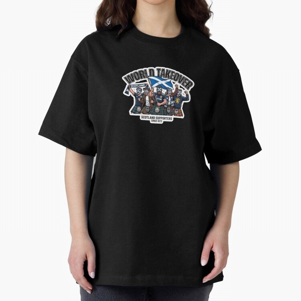 Scotland Soccer Fans Tartan Power Sticker 2026 Football Supporters Oversized T-Shirt Celebrate Football Dreams Across FIFA World Cup 2026 USA Canada Mexico Inspired by Mbappe, England, France and Netherlands Energy, Supporter Pride, Iconic