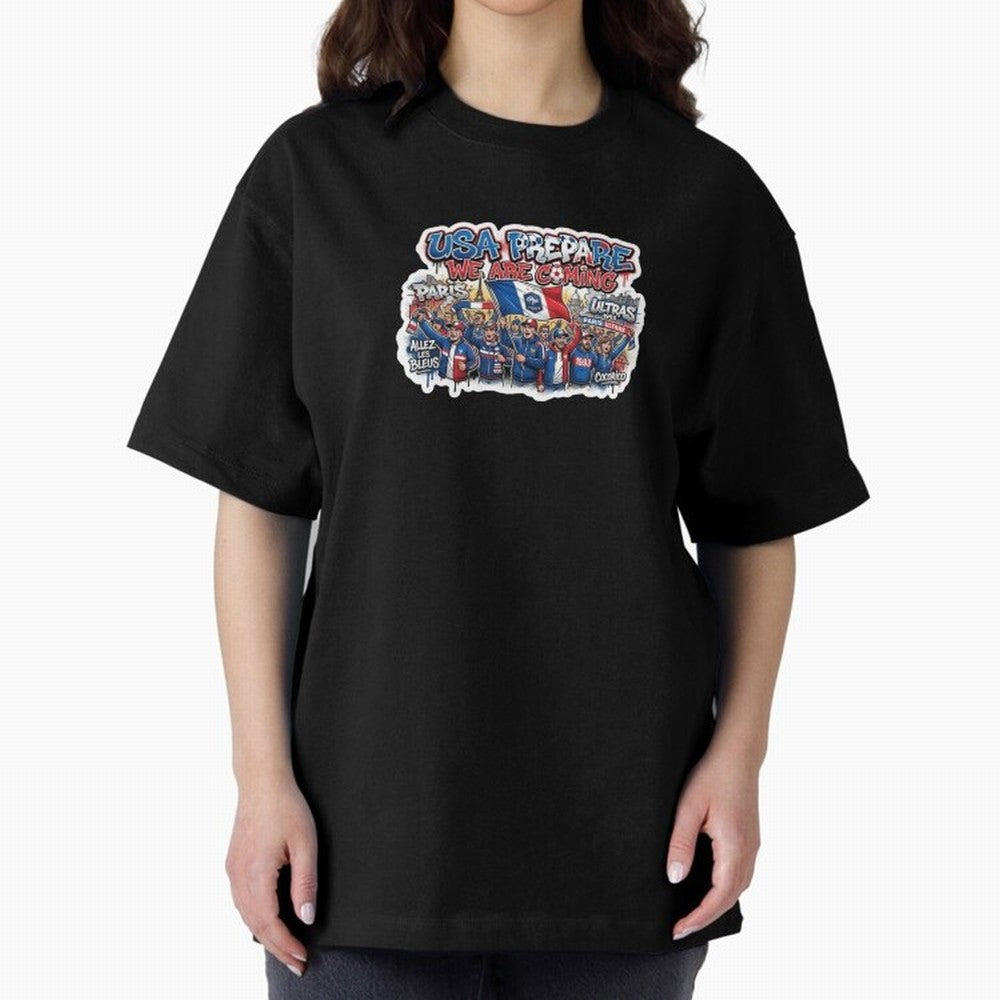 France Soccer Fans 2026 Sticker We Are Coming Oversized T-Shirt Bring Legendary Rivalry Energy to Match Day Hype around FIFA World Cup 2026 Group Stage, Messi and Cristiano Ronaldo, France and Portugal, Sports Nostalgia, International Competition,