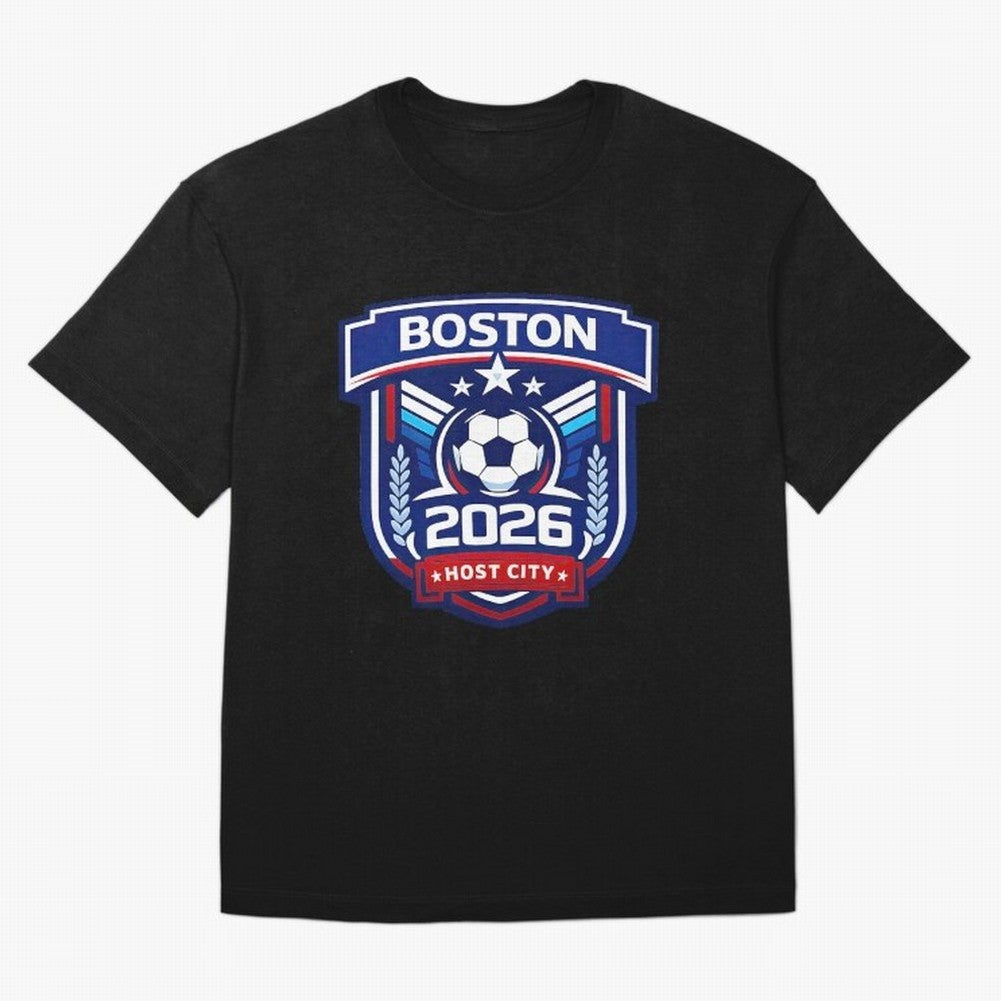 Boston 2026 Host City Welcoming the World Cup Oversized T-Shirt Join the Global Buzz around FIFA World Cup 2026 with Messi and Cristiano Ronaldo, Spain Energy, Sports Nostalgia, International Competition, Famous Players and Unforgettable Victories;