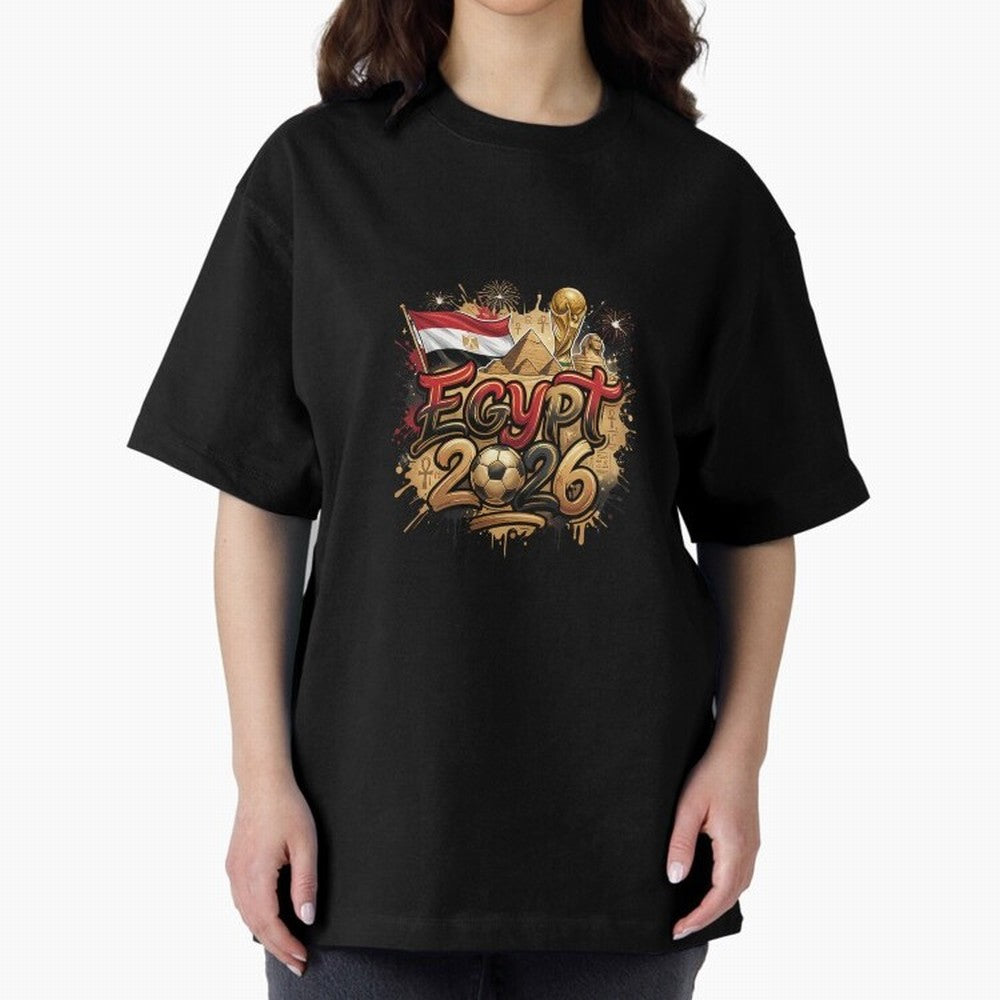 Egypt World Cup 2026 Football Legacy Oversized T-Shirt Bring Global Tournament Vibes to FIFA World Cup 2026 for Fans of CR7 and Spain, Bringing Goal Celebration Energy, Supporter Heritage, Football Icons and Worldwide Tournament Joy; Perfect for