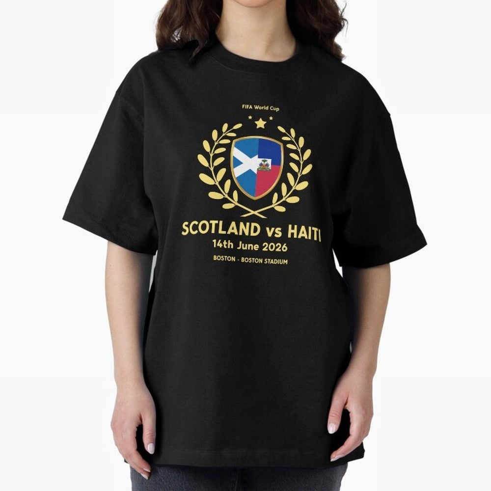 FIFA World Cup - Scotland v Haiti Oversized T-Shirt Represent the Passion of FIFA World Cup 2026 USA Canada Mexico for Fans of Messi, CR7 and Mbappe and England, France and Netherlands, Bringing Global Supporter Spirit, Legendary Goals, National