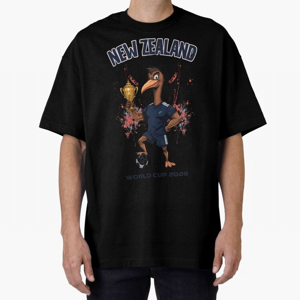 New Zealand - World Cup 2026 Oversized T-Shirt Build FIFA World Cup 2026 Spirit, Built around Brazil, Portugal and Argentina, Mbappe and Neymar, Football Passion, Legendary Performances, Festival Vibes and Supporter Community; Ideal for Football