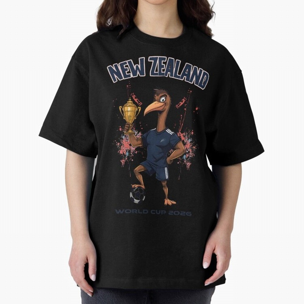 New Zealand - World Cup 2026 Oversized T-Shirt Build FIFA World Cup 2026 Spirit, Built around Brazil, Portugal and Argentina, Mbappe and Neymar, Football Passion, Legendary Performances, Festival Vibes and Supporter Community; Ideal for Football