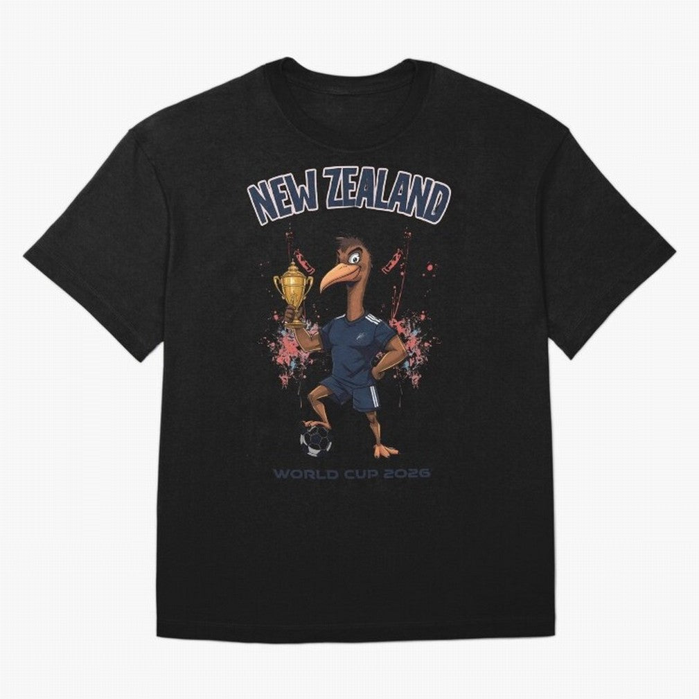 New Zealand - World Cup 2026 Oversized T-Shirt Build FIFA World Cup 2026 Spirit, Built around Brazil, Portugal and Argentina, Mbappe and Neymar, Football Passion, Legendary Performances, Festival Vibes and Supporter Community; Ideal for Football