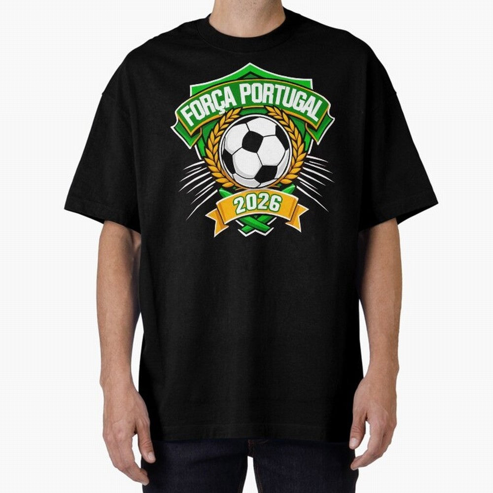 Portugal Fan Art for World Cup 2026 Oversized T-Shirt Keep the Match Day Mood of FIFA World Cup 2026 Group Stage for Fans of Haaland and Portugal, Spain and Germany, Bringing Football Festival Excitement, Trophy Ambitions, Country Rivalries and