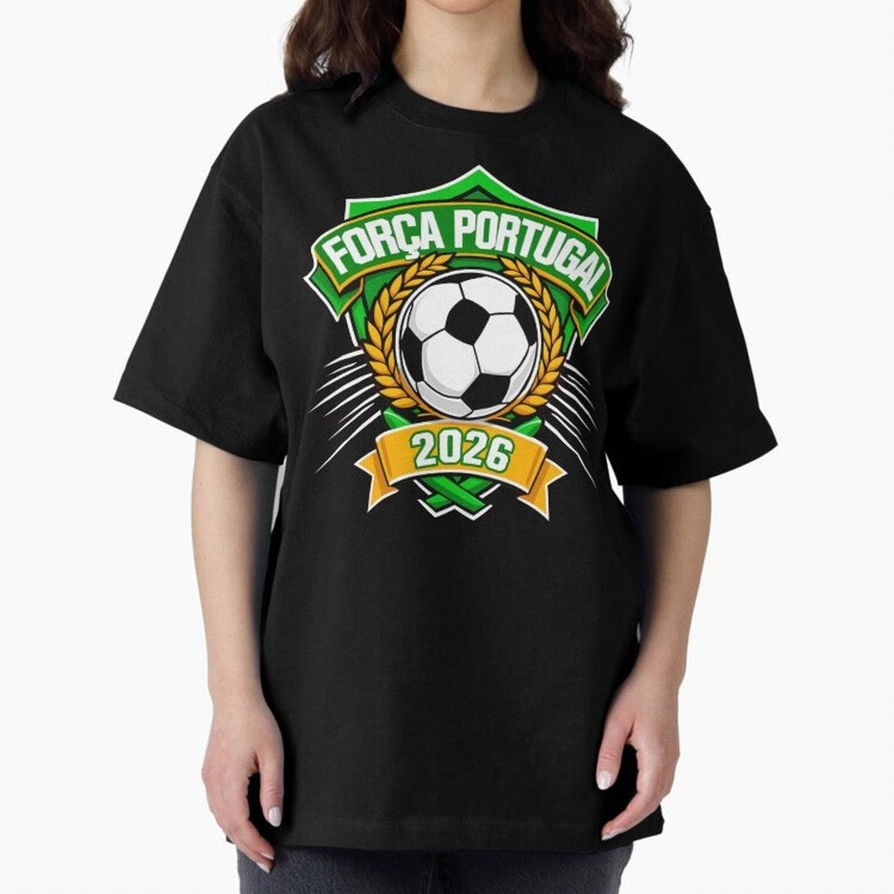 Portugal Fan Art for World Cup 2026 Oversized T-Shirt Keep the Match Day Mood of FIFA World Cup 2026 Group Stage for Fans of Haaland and Portugal, Spain and Germany, Bringing Football Festival Excitement, Trophy Ambitions, Country Rivalries and