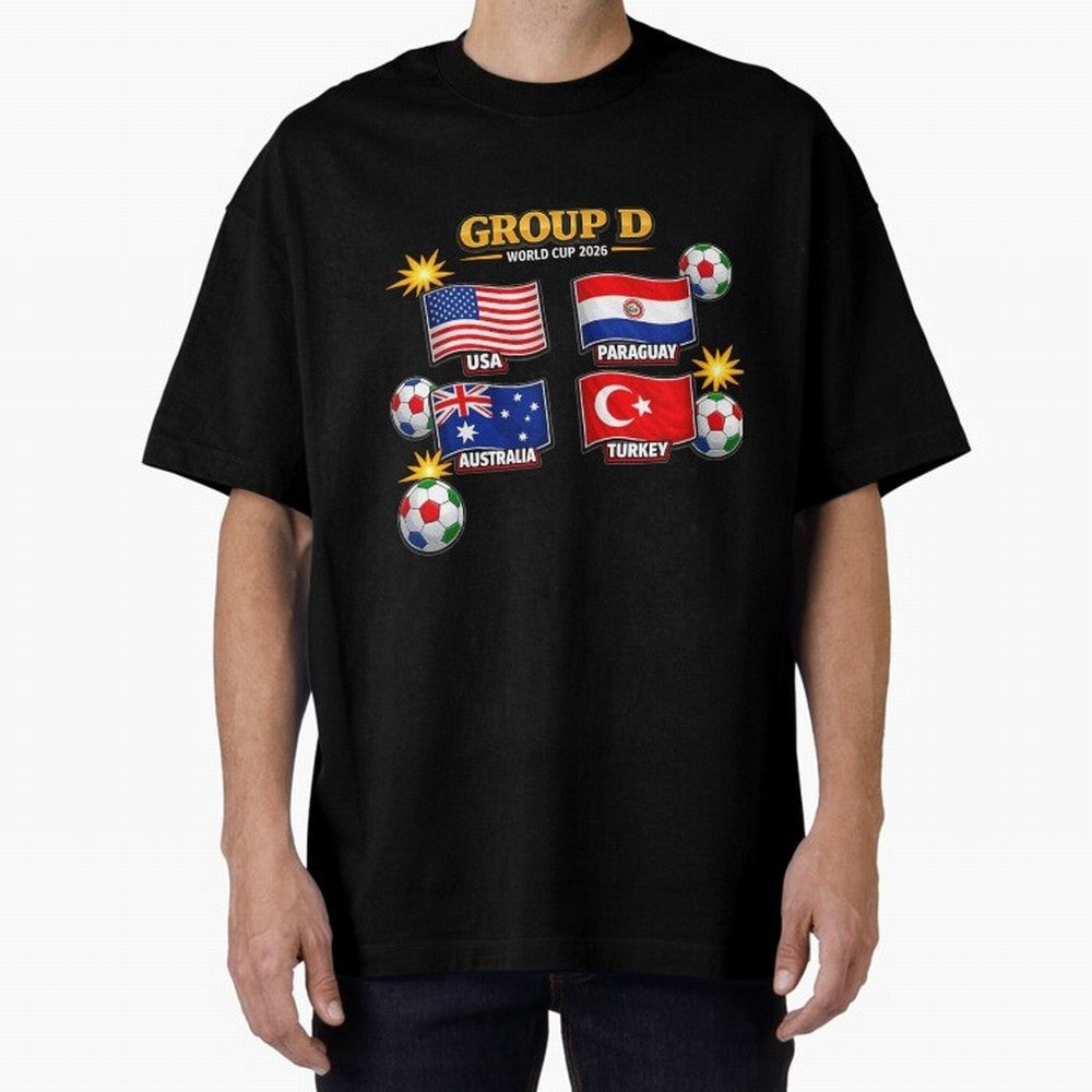 Group?D?¨C?World?Cup?2026?Flags Oversized T-Shirt Carry the Colors and Pride of FIFA World Cup 2026 USA Canada Mexico Filled with Messi, Argentina Energy, Tournament Hype, Historic Matchups, Family Viewing Parties and Global Sports Pride; Made for