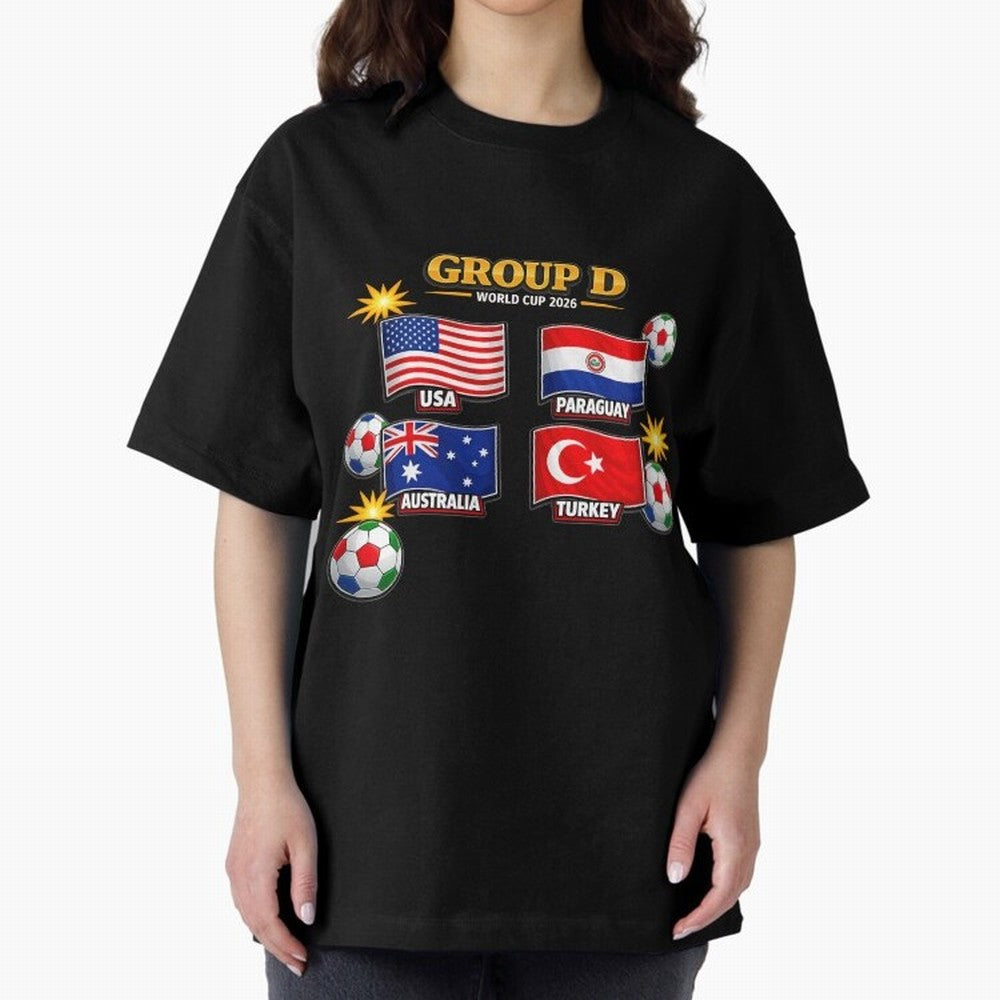 Group?D?¨C?World?Cup?2026?Flags Oversized T-Shirt Carry the Colors and Pride of FIFA World Cup 2026 USA Canada Mexico Filled with Messi, Argentina Energy, Tournament Hype, Historic Matchups, Family Viewing Parties and Global Sports Pride; Made for