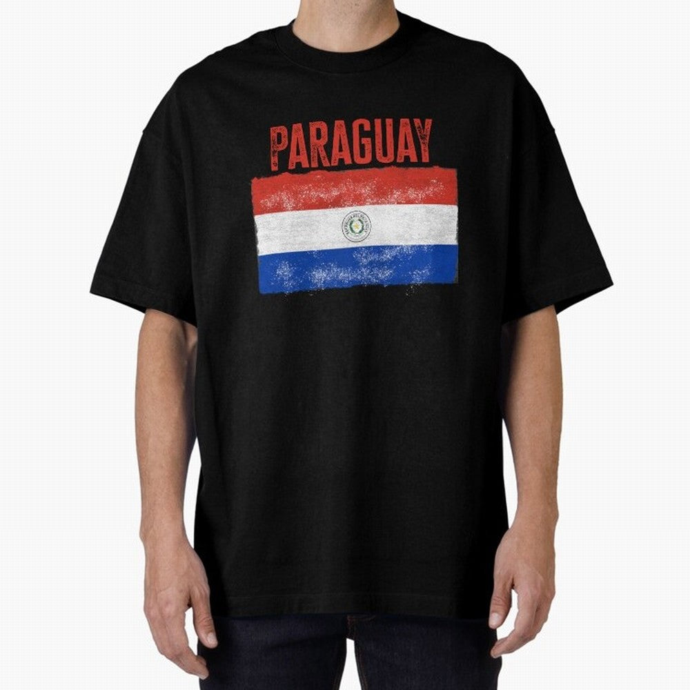 Paraguay Oversized T-Shirt Support the FIFA World Cup 2026 Group Stage Journey through CR7 and Messi Highlights, Spain Pride, Championship Spirit, Famous Goals, Roaring Crowds and International Football Unity; Ideal for Fans Who Follow Messi,