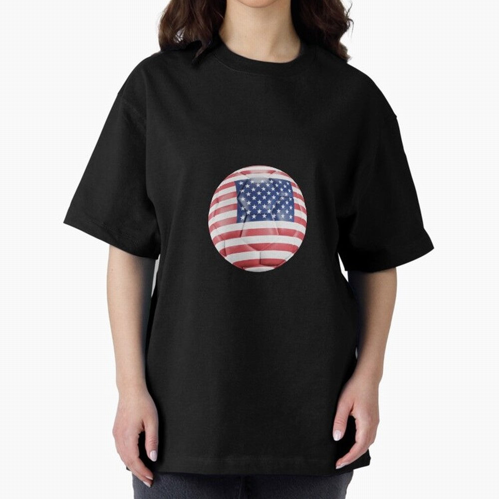 USA Soccer Oversized T-Shirt Capture Stadium Memories from Match Day Hype around FIFA World Cup 2026, CR7, France, Championship Spirit, Famous Goals, Roaring Crowds and International Football Unity; Ideal for Fans Who Follow Messi, Cristiano