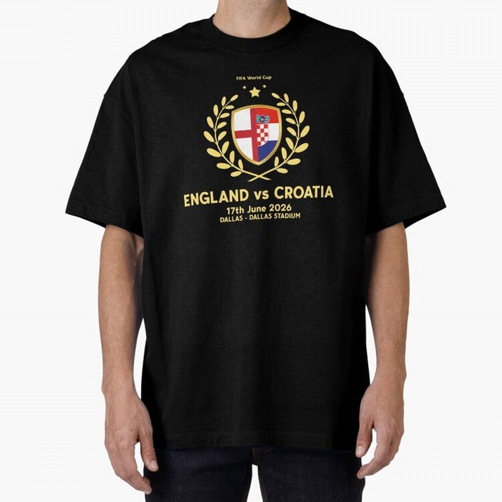 FIFA World Cup - England v Croatia Oversized T-Shirt Bring a Vintage Feel to the FIFA World Cup 2026 Journey through Mbappe Highlights, France and Portugal Pride, Global Supporter Spirit, Legendary Goals, National Colors and Tournament Celebration;