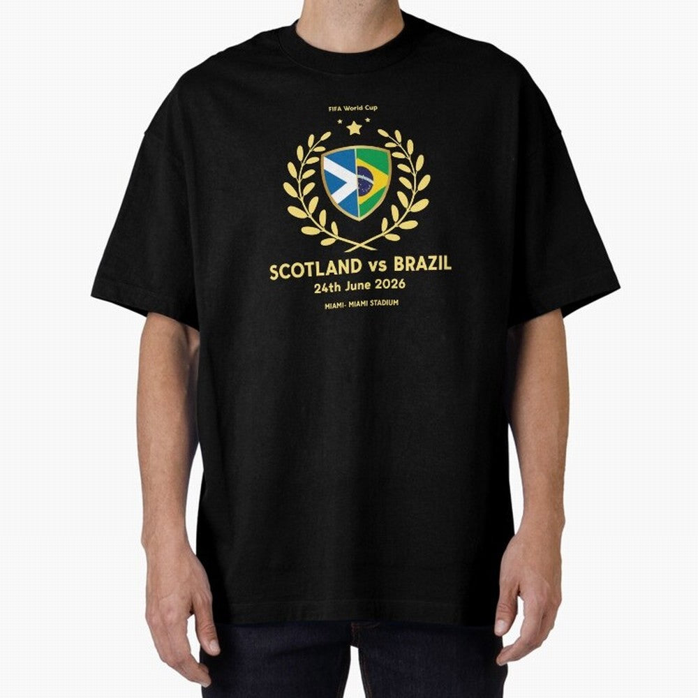 FIFA World Cup - Scotland v Brazil Oversized T-Shirt Feel the Trophy Chase of FIFA World Cup 2026 Spirit, Centered on Brazil, Portugal and Argentina, Neymar, Stadium Memories, Football Loyalty, International Chants and Championship Tradition; Great