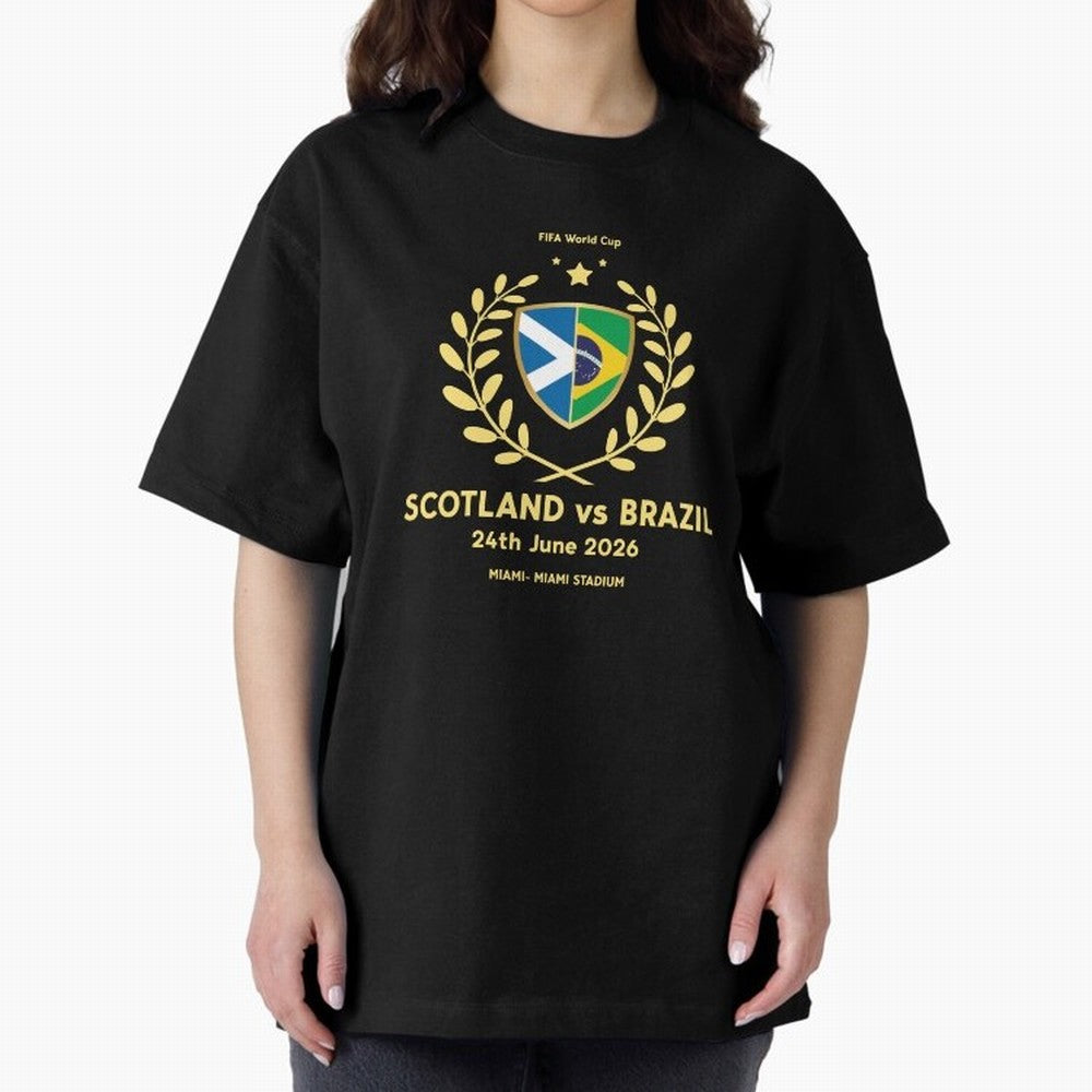 FIFA World Cup - Scotland v Brazil Oversized T-Shirt Feel the Trophy Chase of FIFA World Cup 2026 Spirit, Centered on Brazil, Portugal and Argentina, Neymar, Stadium Memories, Football Loyalty, International Chants and Championship Tradition; Great