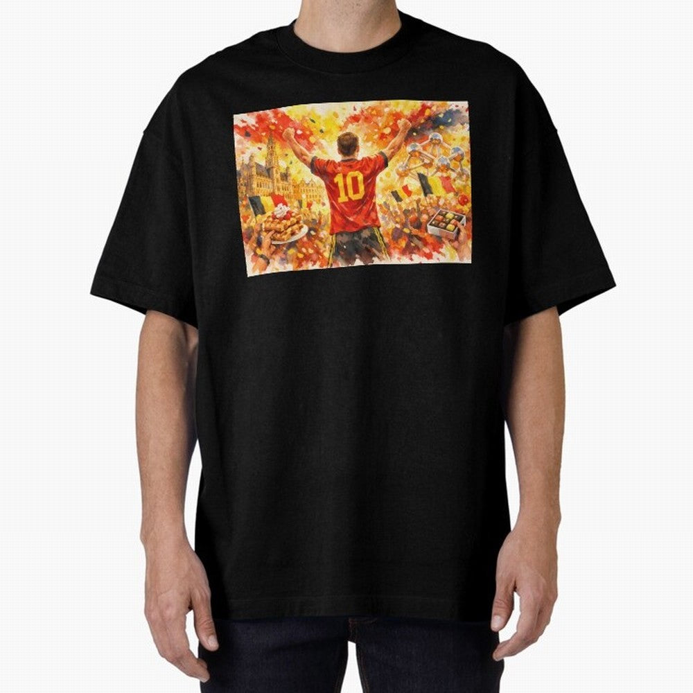 Belgian Celebration with Atomium Belgium Soccer Vibes Oversized T-Shirt Live the Energy of FIFA World Cup 2026 Group Stage Built around Mbappe and Neymar, France and Portugal Energy, Match Day Excitement, Supporter Culture, Golden Goals and Global