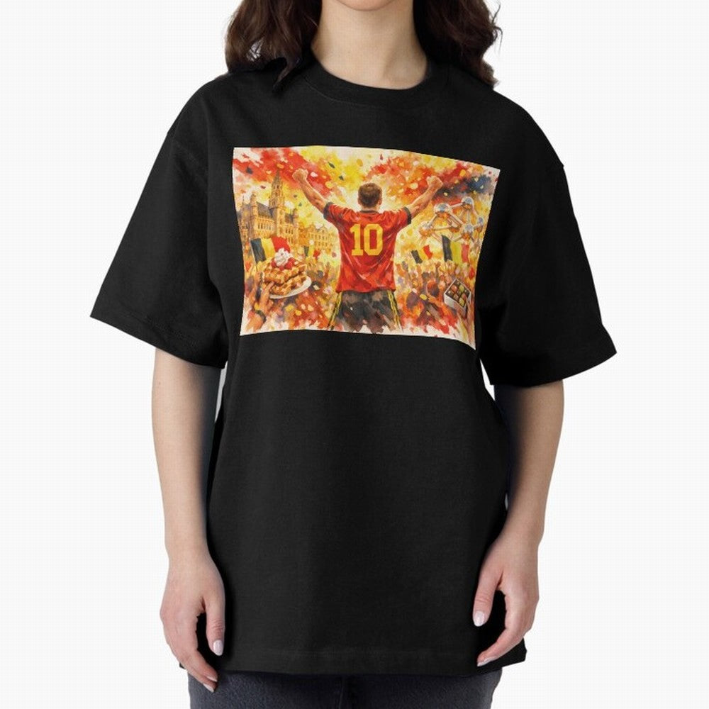 Belgian Celebration with Atomium Belgium Soccer Vibes Oversized T-Shirt Live the Energy of FIFA World Cup 2026 Group Stage Built around Mbappe and Neymar, France and Portugal Energy, Match Day Excitement, Supporter Culture, Golden Goals and Global