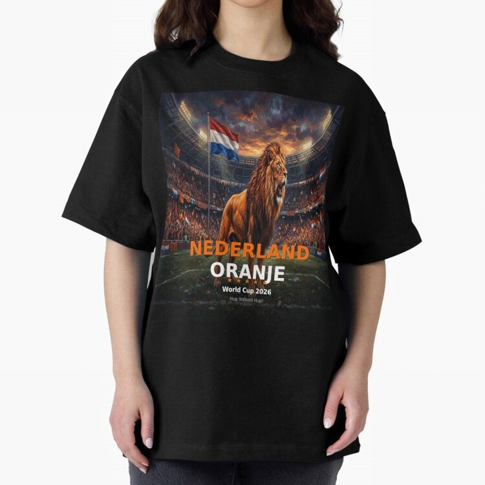 Nederland Oranje - World Cup 2026 Soccer Fan Tee Oversized T-Shirt Bring a Vintage Feel to Global Football Passion for FIFA World Cup 2026 USA Canada Mexico, Made for Messi, Neymar and Mbappe, Brazil, Portugal and Argentina, Worldwide Fan Energy,