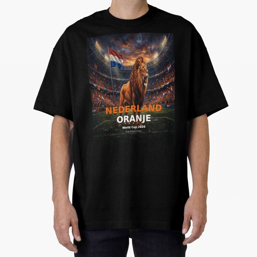 Nederland Oranje - World Cup 2026 Soccer Fan Tee Oversized T-Shirt Bring a Vintage Feel to Global Football Passion for FIFA World Cup 2026 USA Canada Mexico, Made for Messi, Neymar and Mbappe, Brazil, Portugal and Argentina, Worldwide Fan Energy,