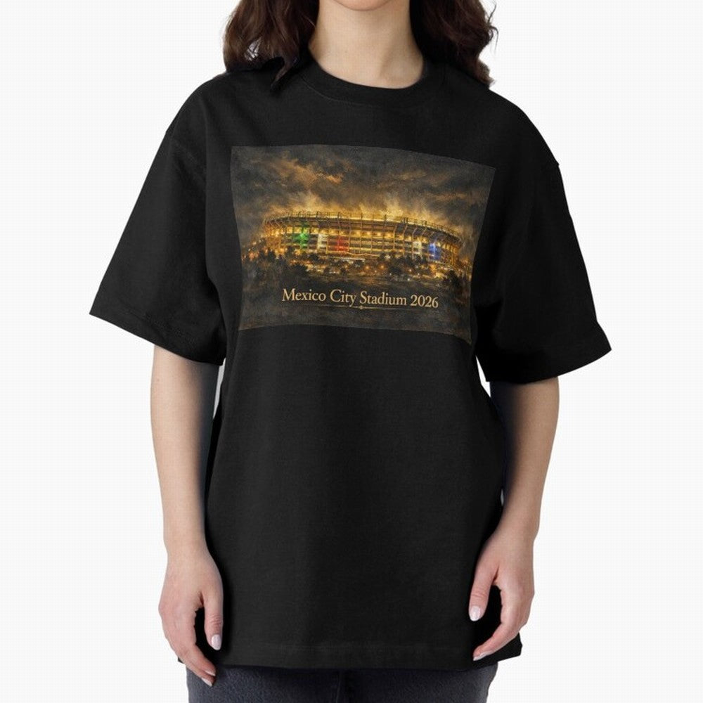 Mexico City Stadium at Night Oversized T-Shirt Remember Match Day Hype around FIFA World Cup 2026, Mbappe and Neymar, France and Portugal, Tournament Hype, Historic Matchups, Family Viewing Parties and Global Sports Pride; Perfect for People Who