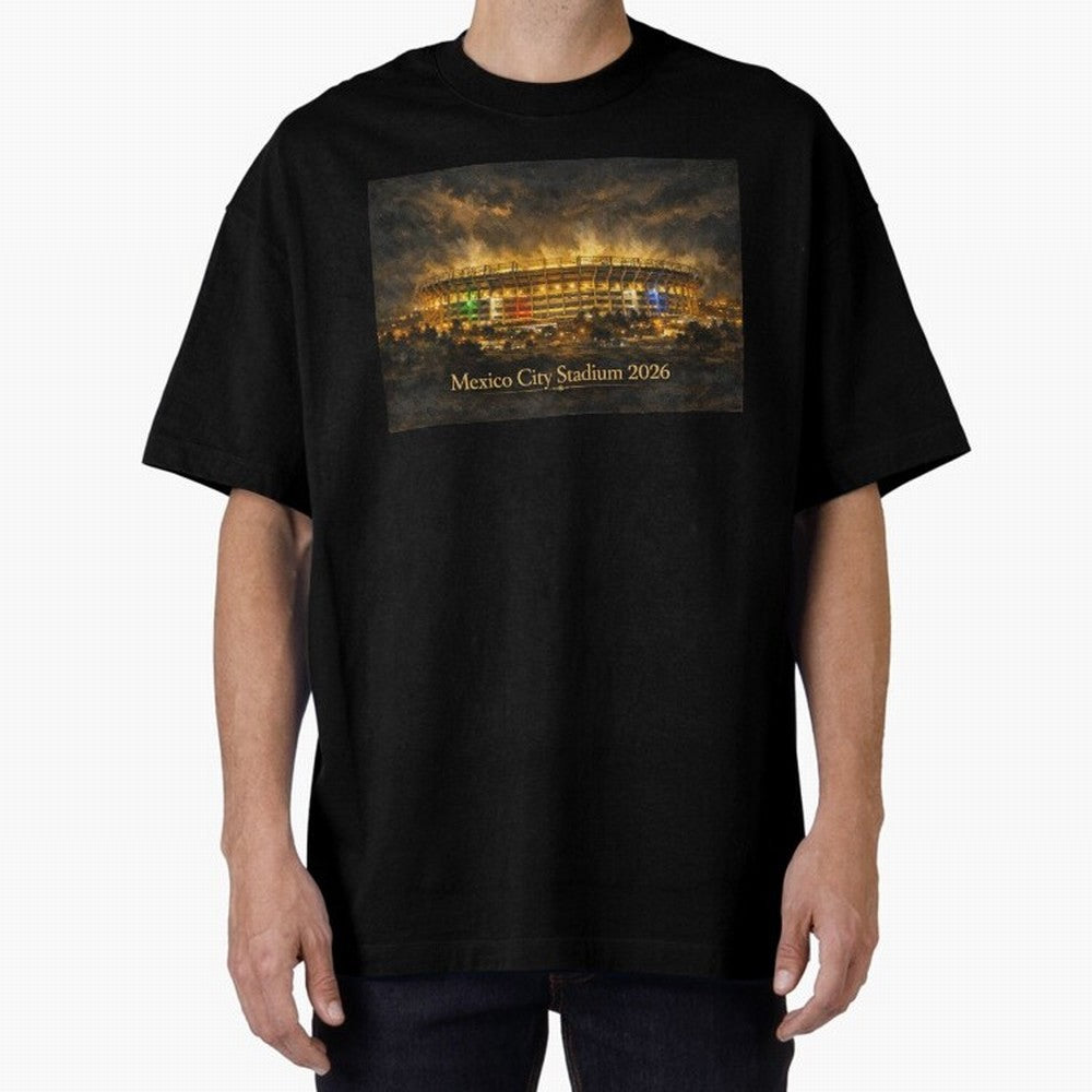 Mexico City Stadium at Night Oversized T-Shirt Remember Match Day Hype around FIFA World Cup 2026, Mbappe and Neymar, France and Portugal, Tournament Hype, Historic Matchups, Family Viewing Parties and Global Sports Pride; Perfect for People Who