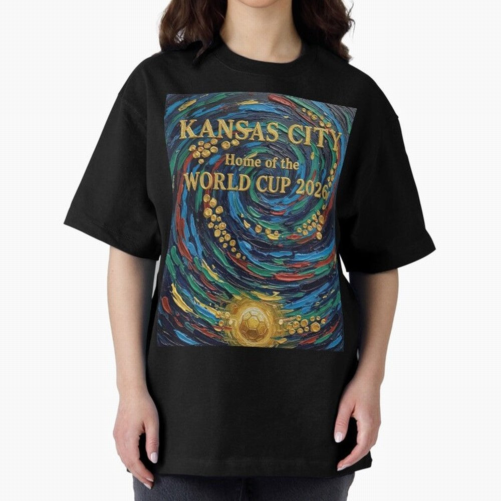 Kansas City Home of the World Cup 2026 Soccer Fan ¡ª Moody Jewel Art Print Oversized T-Shirt Turn Up for FIFA World Cup 2026 USA Canada Mexico Featuring Cristiano Ronaldo, France and Portugal Energy, Supporter Pride, Iconic Celebrations, Legendary