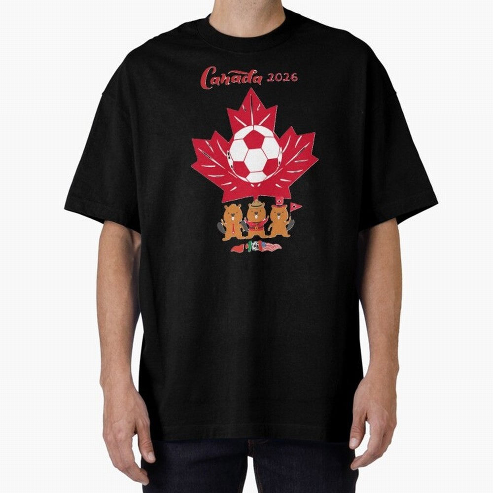 Canada 2026 Oversized T-Shirt Support Iconic Players in FIFA World Cup 2026 Group Stage Celebrating Mbappe and Neymar, Argentina, France and Brazil Energy, Goal Celebration Energy, Supporter Heritage, Football Icons and Worldwide Tournament Joy;