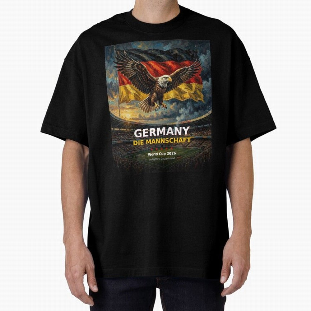 Germany Die Mannschaft - World Cup 2026 Soccer Fan Tee Oversized T-Shirt Keep the Legacy of the FIFA World Cup 2026 Journey through Haaland and Mbappe Highlights, England and Germany Pride, Football Passion, Legendary Performances, Festival Vibes