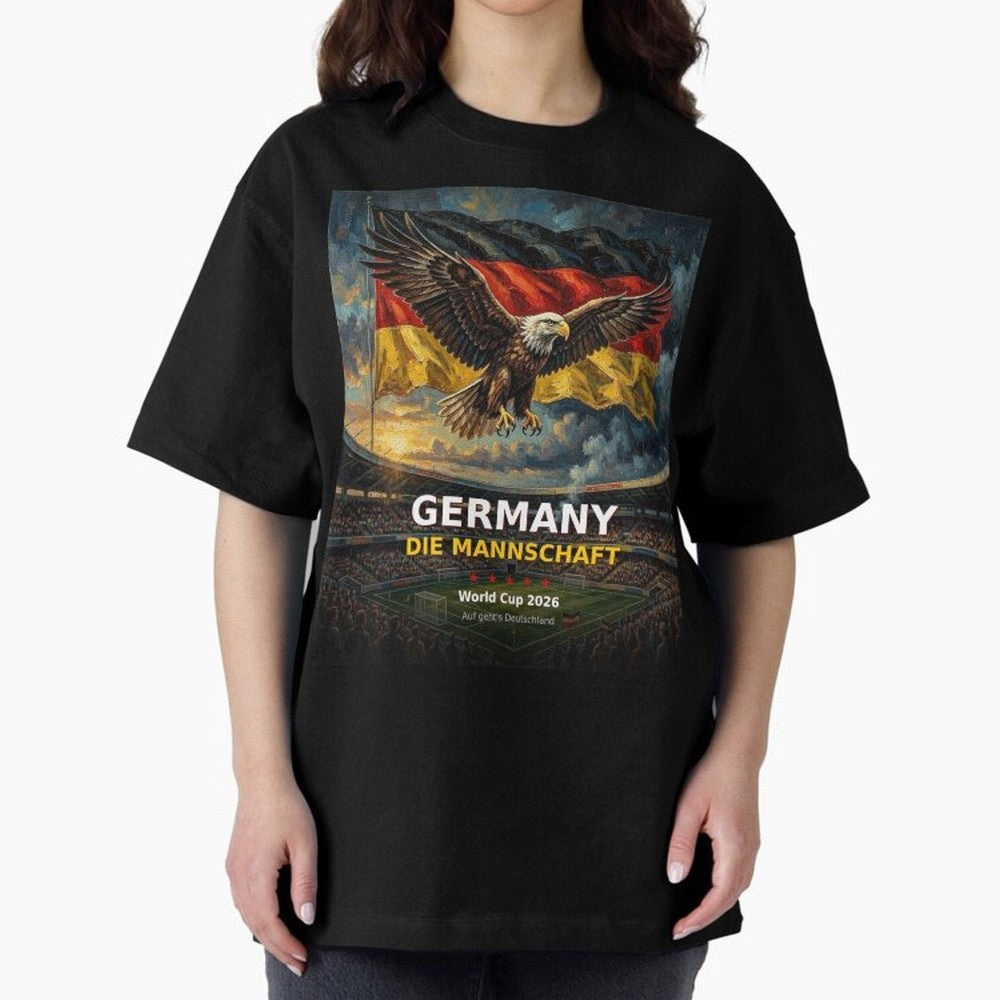Germany Die Mannschaft - World Cup 2026 Soccer Fan Tee Oversized T-Shirt Keep the Legacy of the FIFA World Cup 2026 Journey through Haaland and Mbappe Highlights, England and Germany Pride, Football Passion, Legendary Performances, Festival Vibes