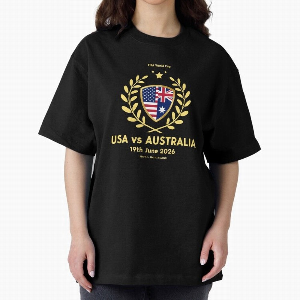 FIFA World Cup - USA v Australia Oversized T-Shirt Show Fan Pride Across Match Day Hype around FIFA World Cup 2026 Group Stage, Haaland, Netherlands, Supporter Pride, Iconic Celebrations, Legendary Names and Global Match Day Energy; Great for