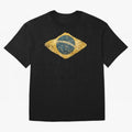Vintage Brazil Flag Soccer Fan Design Oversized T-Shirt Join Global Football Passion for FIFA World Cup 2026 Group Stage, Centered on Messi and Cristiano Ronaldo, England, Football Festival Excitement, Trophy Ambitions, Country Rivalries and Star