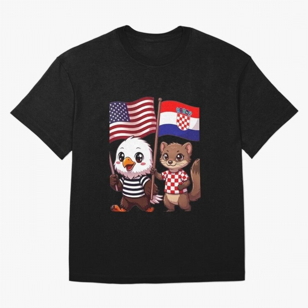 The American eagle and its friend, the Croatian marten Oversized T-Shirt Celebrate Football Dreams Across Match Day Hype around FIFA World Cup 2026, Haaland, Argentina and Brazil, Stadium Chants, National Pride, Trophy Dreams and Unforgettable