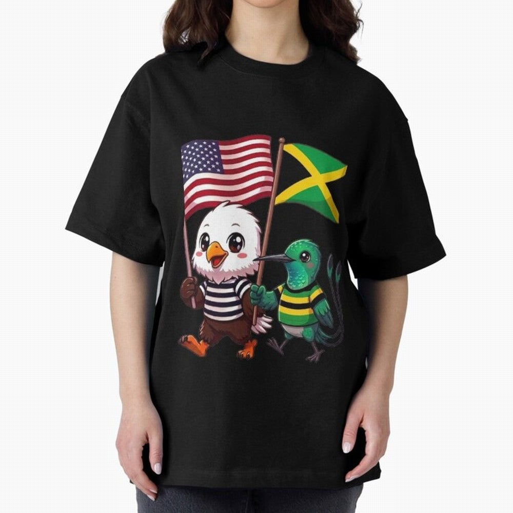 The American eagle and its friend, the Jamaican hummingbird Oversized T-Shirt Bring Bold Fan Energy to FIFA World Cup 2026 Spirit, Inspired by France, Messi and Cristiano Ronaldo, Tournament Hype, Historic Matchups, Family Viewing Parties and