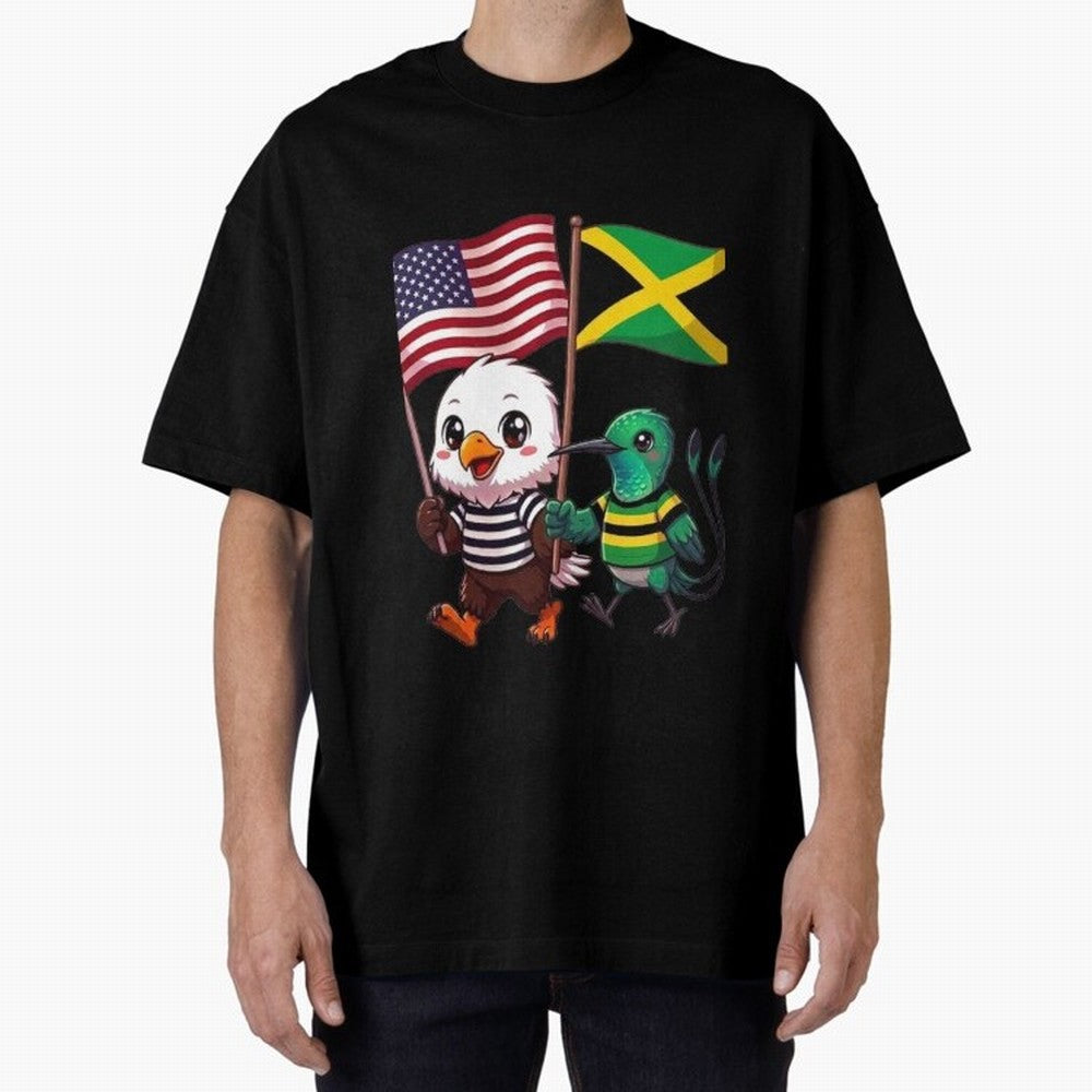The American eagle and its friend, the Jamaican hummingbird Oversized T-Shirt Bring Bold Fan Energy to FIFA World Cup 2026 Spirit, Inspired by France, Messi and Cristiano Ronaldo, Tournament Hype, Historic Matchups, Family Viewing Parties and
