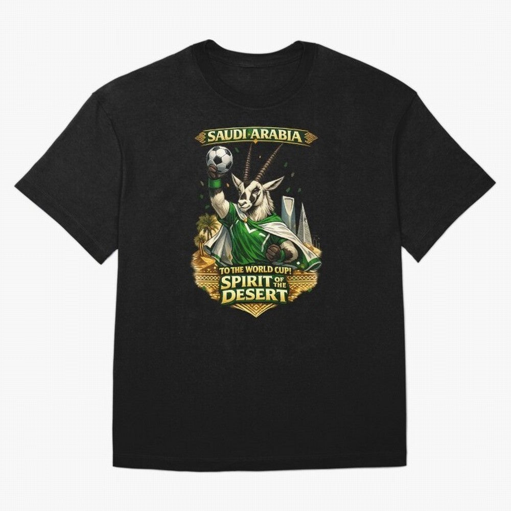 Saudi Arabia World Cup Desert Spirit Oversized T-Shirt Bring Match Day Fire to FIFA World Cup 2026 Spirit, with Portugal, Mbappe, Vintage Soccer Flavor, Modern Football Stars, National Flags and Final Night Emotion; Built for Supporters Chasing