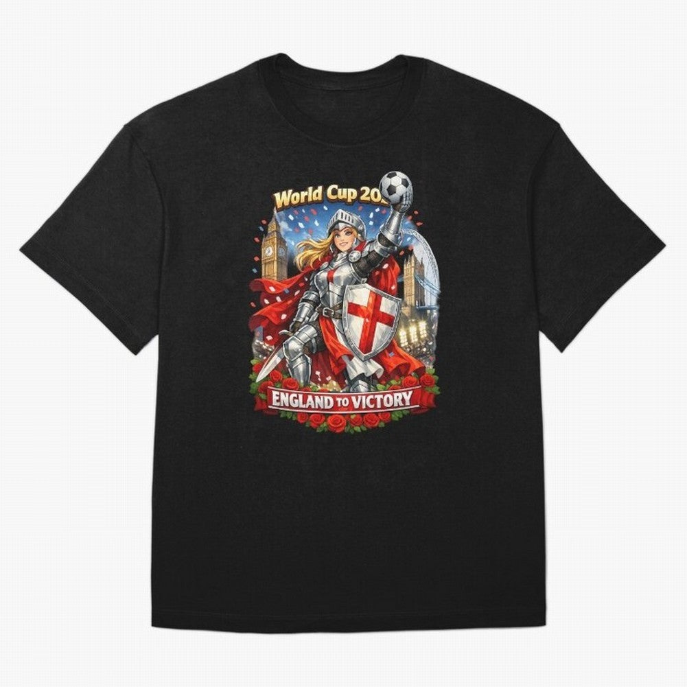 England To Victory Knight World Cup 2026 Oversized T-Shirt Turn Every Weekend Toward FIFA World Cup 2026 for Fans of Messi, CR7 and Mbappe and France and Portugal, Bringing Vintage Soccer Flavor, Modern Football Stars, National Flags and Final