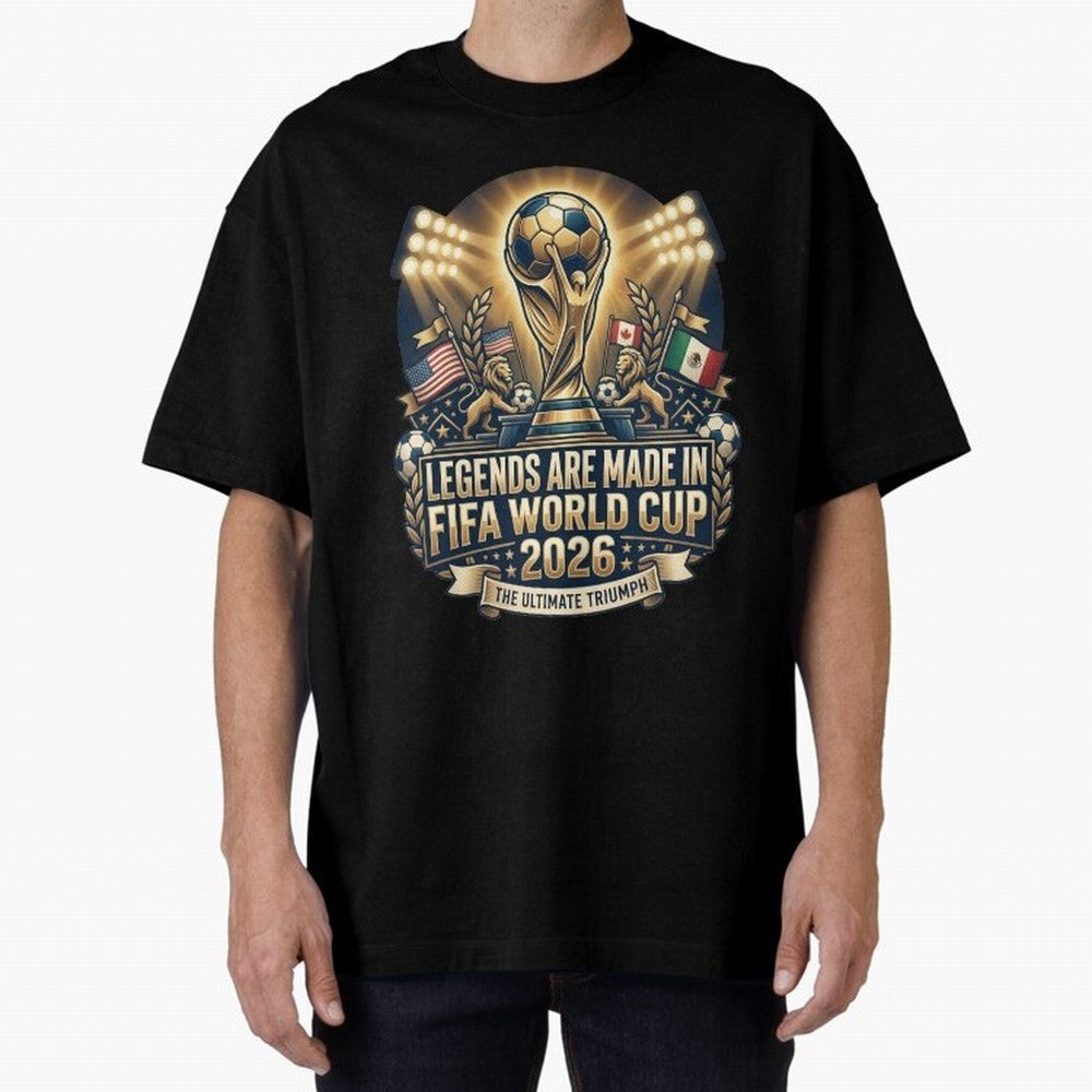 Legendary FIFA World Cup 2026 Football Quote Design For Passionate Soccer Fans Oversized T-Shirt Bring a Champion Mindset to Match Day Hype around FIFA World Cup 2026, Messi, CR7 and Mbappe, Brazil, Champion Mindset, Group Stage Buzz, Knockout