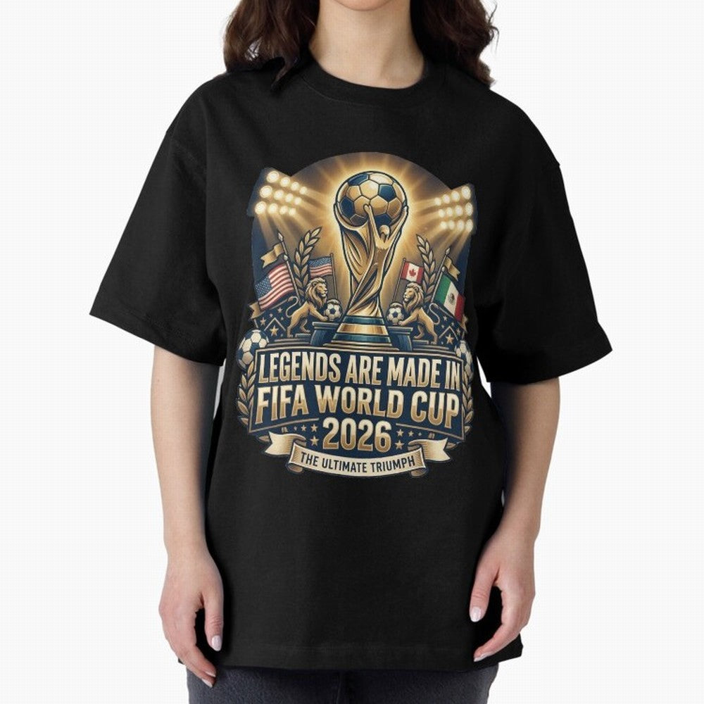 Legendary FIFA World Cup 2026 Football Quote Design For Passionate Soccer Fans Oversized T-Shirt Bring a Champion Mindset to Match Day Hype around FIFA World Cup 2026, Messi, CR7 and Mbappe, Brazil, Champion Mindset, Group Stage Buzz, Knockout