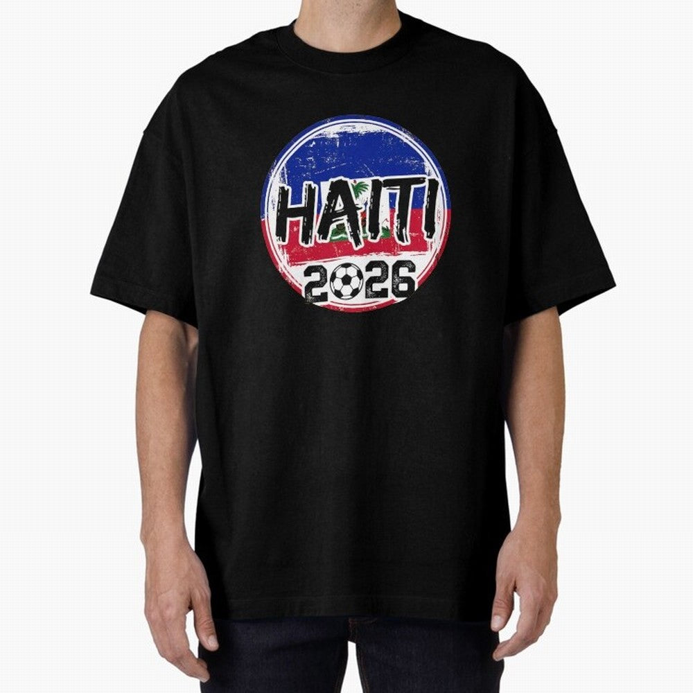 Haiti World Cup 2026 Soccer Fan Game Day T-Shirt_86605887 Oversized T-Shirt Represent Global Football Passion for FIFA World Cup 2026, Highlighting Haaland and Mbappe, Brazil, Portugal and Argentina, Goal Celebration Energy, Supporter Heritage,