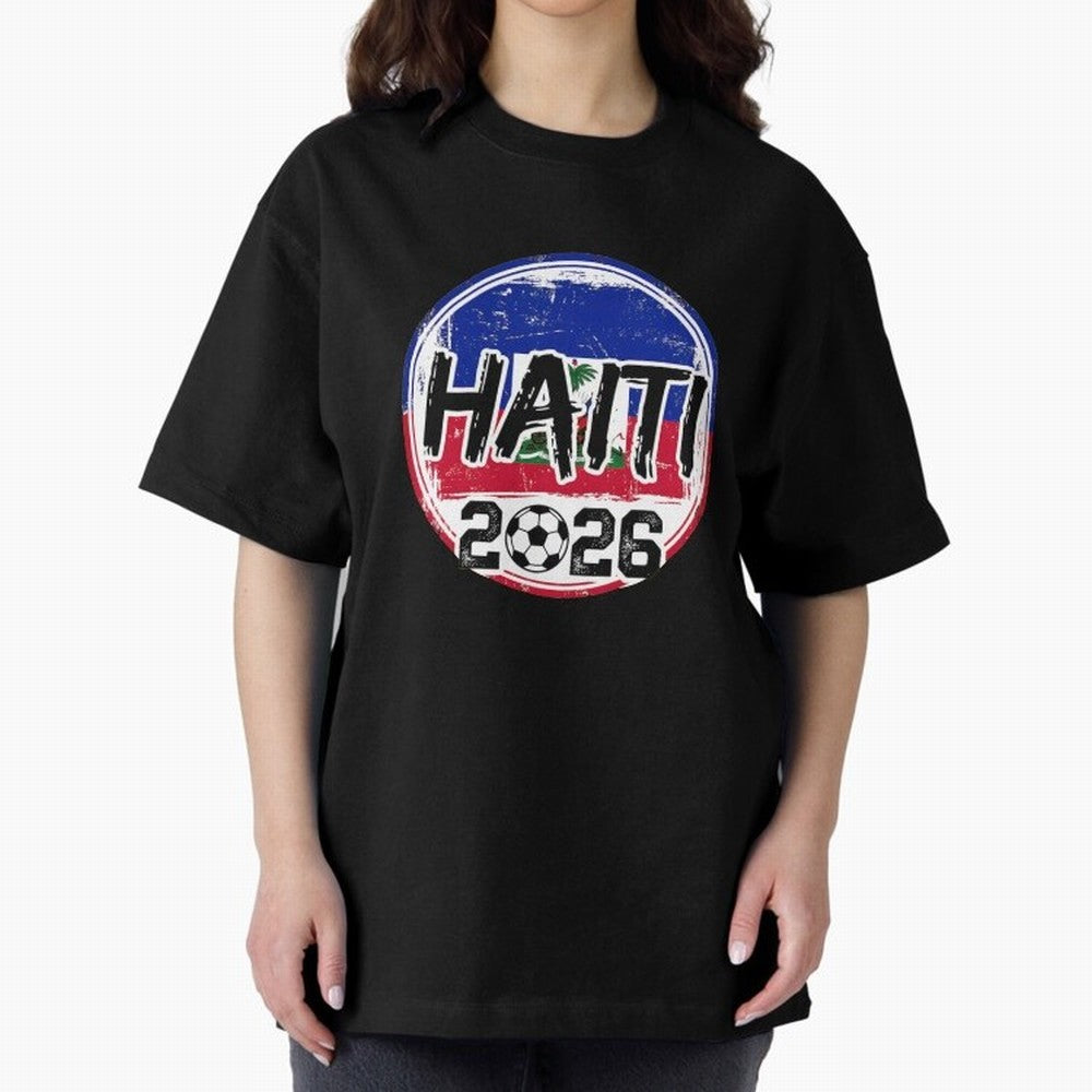 Haiti World Cup 2026 Soccer Fan Game Day T-Shirt_86605887 Oversized T-Shirt Represent Global Football Passion for FIFA World Cup 2026, Highlighting Haaland and Mbappe, Brazil, Portugal and Argentina, Goal Celebration Energy, Supporter Heritage,