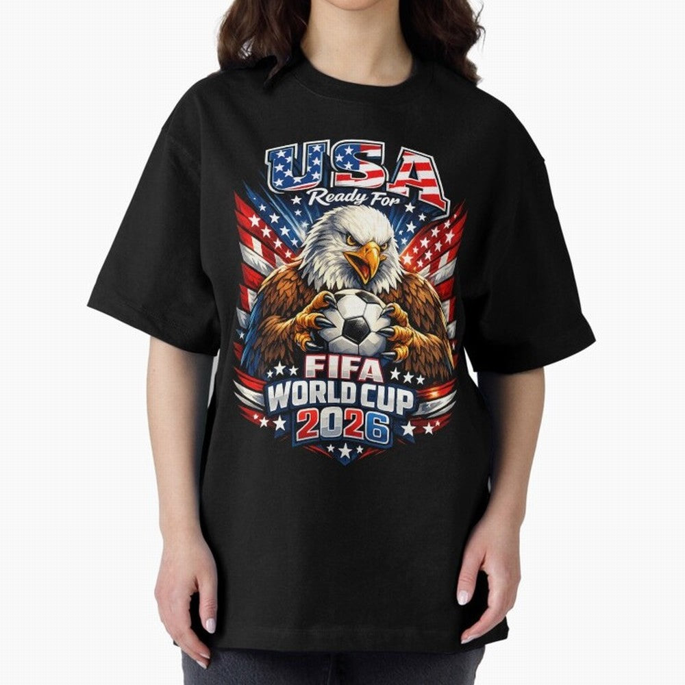 Soccer Pride Design For American Football Fans USA FIFA World Cup 2026 Oversized T-Shirt Honor the Football Icons of the FIFA World Cup 2026 Group Stage Journey through Messi and Cristiano Ronaldo Highlights, Spain Pride, Championship Spirit,