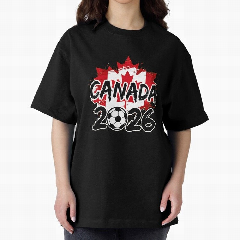 Canada World Cup 2026 Soccer Fan Game Day T-Shirt_86605883 Oversized T-Shirt Back Your Heroes with the FIFA World Cup 2026 Group Stage Journey through CR7 and Messi Highlights, Argentina and Brazil Pride, Football Festival Excitement, Trophy