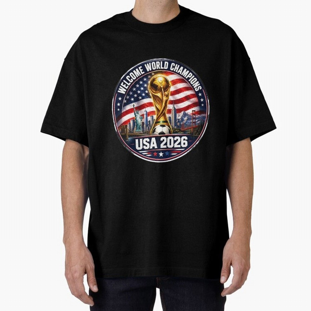 World Cup 2026 Celebration T-Shirt | USA Canada Mexico Soccer Fan Tee Oversized T-Shirt Capture FIFA World Cup 2026 Group Stage Filled with CR7, France and Portugal Energy, Goal Celebration Energy, Supporter Heritage, Football Icons and Worldwide