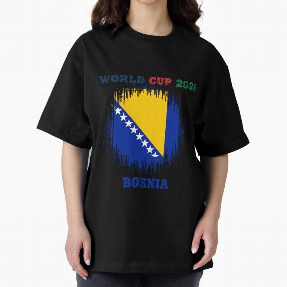 BOSNIA WORLD CUP 2026 Oversized T-Shirt Elevate Match Day Hype around FIFA World Cup 2026, Mbappe and Neymar, Portugal, Spain and Germany, Worldwide Fan Energy, Dramatic Goals, Stadium Lights and Championship Celebrations; Perfect for People Who