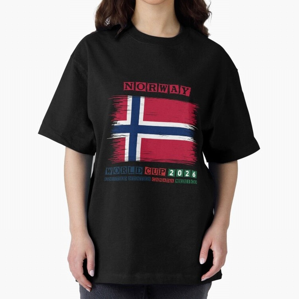 NORWAY WORLD CUP 2026 Oversized T-Shirt Celebrate Football Heritage in Global Football Passion for FIFA World Cup 2026 USA Canada Mexico, Capturing Mbappe, Brazil, Portugal and Argentina, Stadium Memories, Football Loyalty, International Chants and