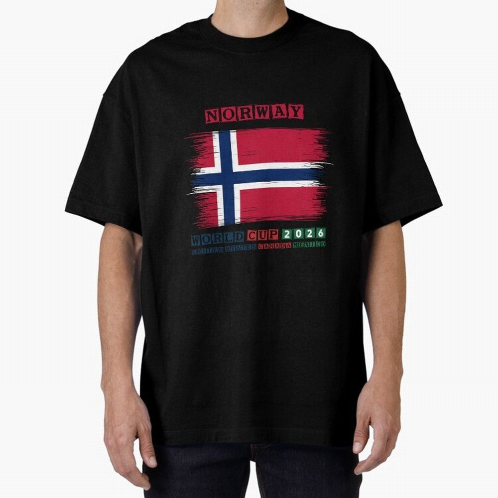 NORWAY WORLD CUP 2026 Oversized T-Shirt Celebrate Football Heritage in Global Football Passion for FIFA World Cup 2026 USA Canada Mexico, Capturing Mbappe, Brazil, Portugal and Argentina, Stadium Memories, Football Loyalty, International Chants and