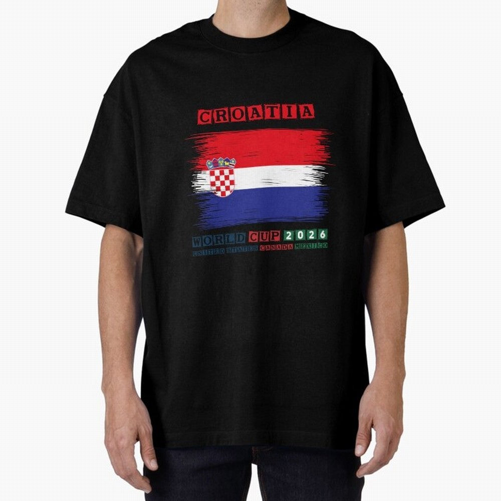 CROATIA WORLD CUP 2026 Oversized T-Shirt Live the Energy of FIFA World Cup 2026 Spirit, Celebrating Brazil, Portugal and Argentina, CR7, Football Passion, Legendary Performances, Festival Vibes and Supporter Community; Ideal for Passionate Fans Who
