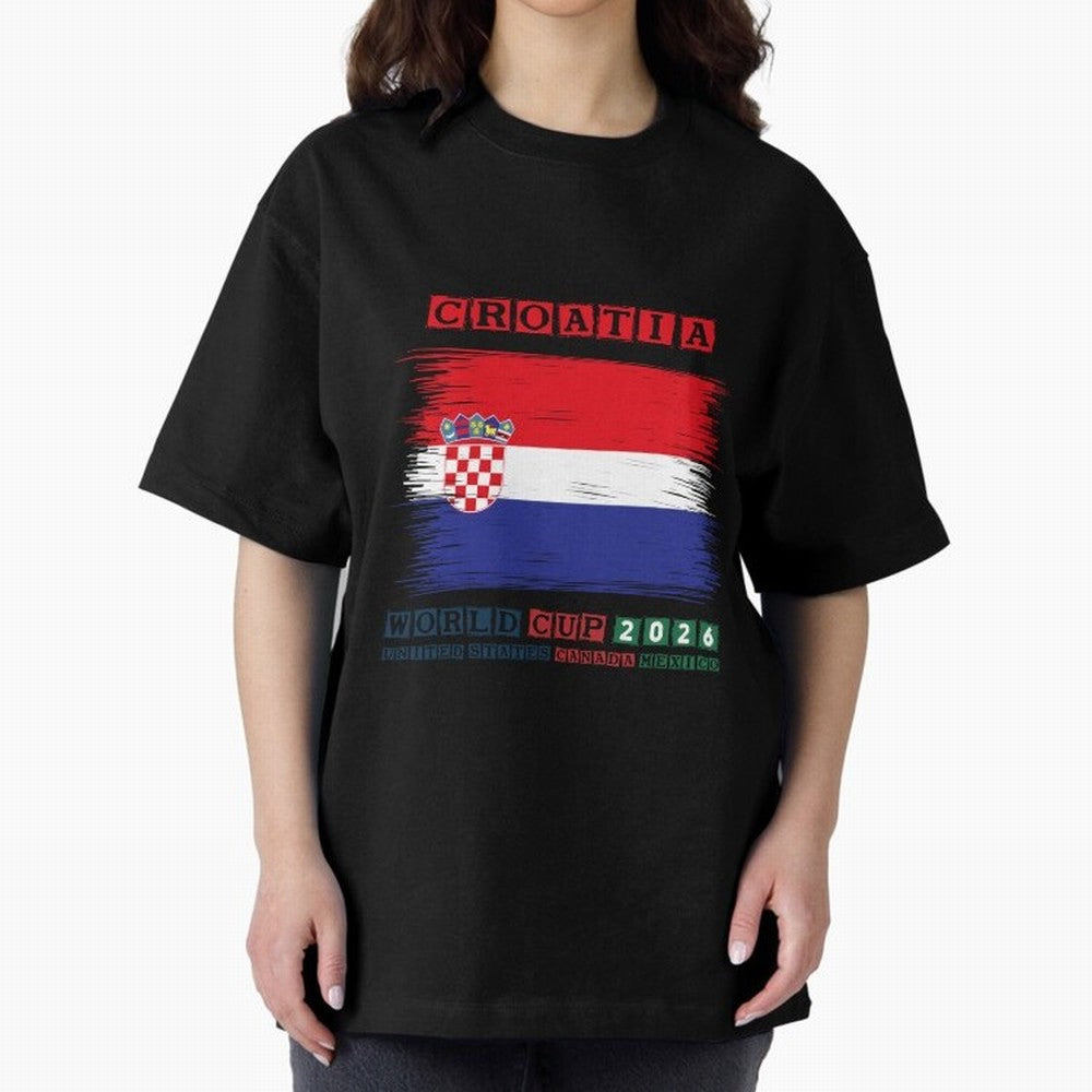 CROATIA WORLD CUP 2026 Oversized T-Shirt Live the Energy of FIFA World Cup 2026 Spirit, Celebrating Brazil, Portugal and Argentina, CR7, Football Passion, Legendary Performances, Festival Vibes and Supporter Community; Ideal for Passionate Fans Who