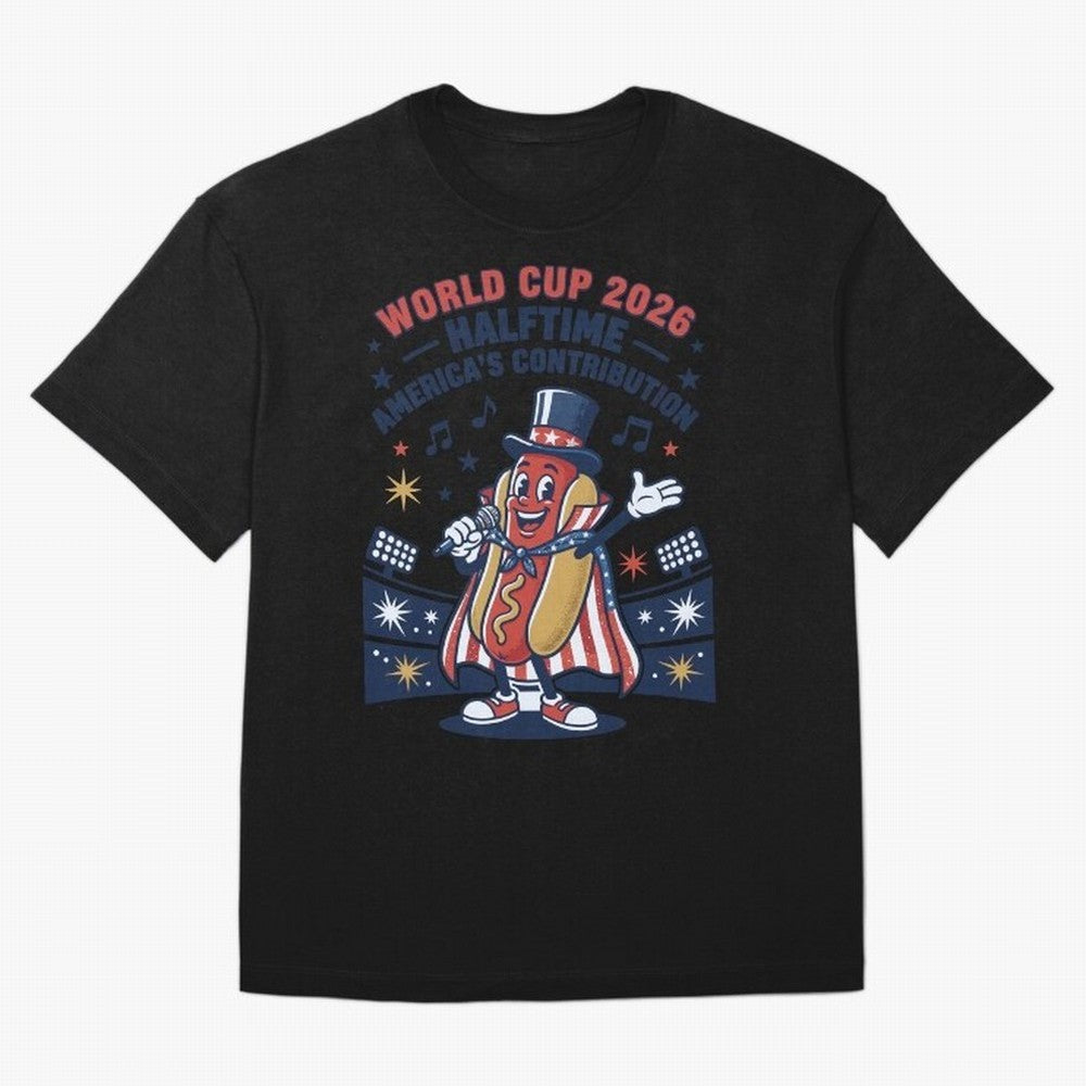 World Cup 2026 Halftime ¡ª America's Contribution V2 Oversized T-Shirt Discover Global Football Passion for FIFA World Cup 2026 USA Canada Mexico, Connected to Messi, France, Football History, Final Match Energy, Crowd Noise and Once in a Lifetime