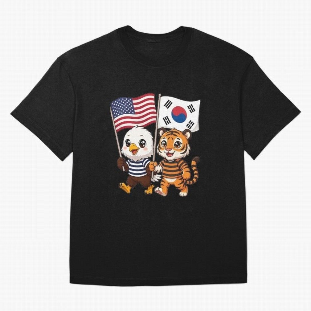 The American eagle and its friend the South Korean tiger Oversized T-Shirt Join the Global Buzz around Match Day Hype around FIFA World Cup 2026 Group Stage, Haaland, England, Vintage Soccer Flavor, Modern Football Stars, National Flags and Final