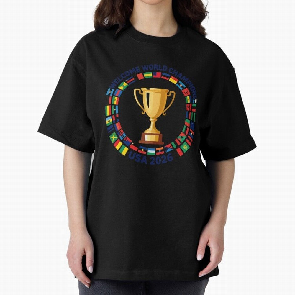 World Cup 2026 Celebration T-Shirt | USA Canada Mexico Soccer Fan Tee Oversized T-Shirt Share FIFA World Cup 2026 for Fans of Neymar and England, Bringing Global Supporter Spirit, Legendary Goals, National Colors and Tournament Celebration; Great