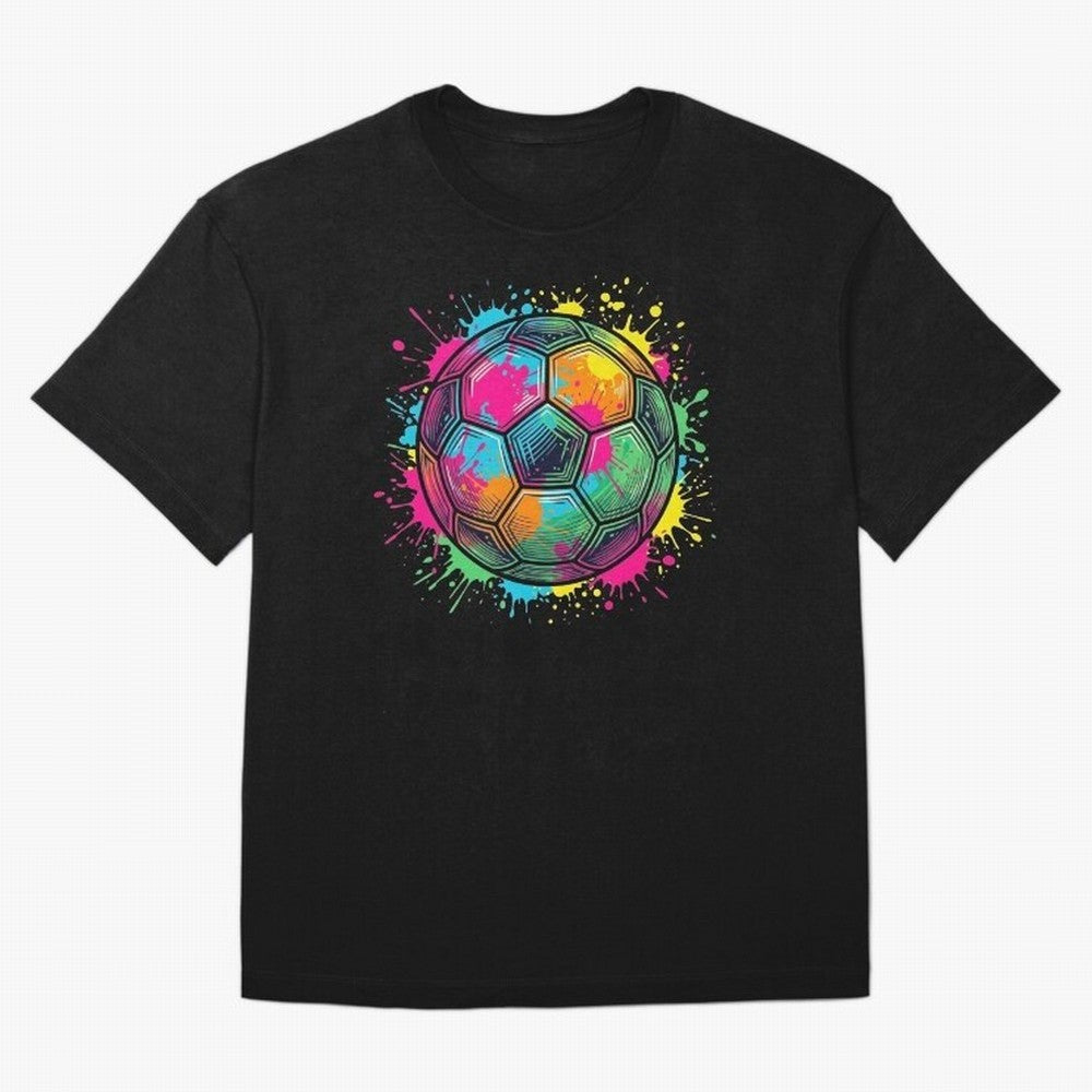 Color Splash Artistic Soccer Ball Design Oversized T-Shirt Carry the Colors and Pride of FIFA World Cup 2026 Group Stage for Fans of Mbappe and France, Bringing Match Day Excitement, Supporter Culture, Golden Goals and Global Football Passion;